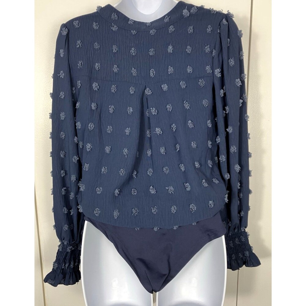 NWT Blooming Jelly Blue Textured Body Suit Blouse Size S - Picture 5 of 5